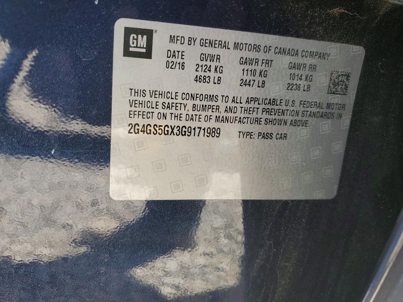 48858726 :رقم المزاد ، 2G4GS5GX3G9171989 vin ، 2016 Buick Regal مزاد بيع