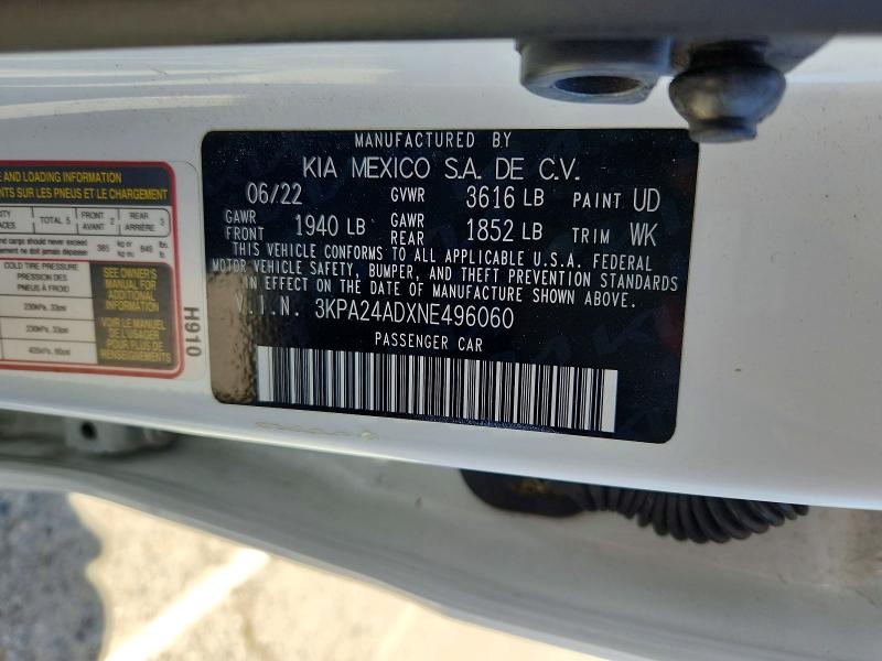 Продажа на аукционе авто 2022 Kia Rio, vin: 3KPA24ADXNE496060, номер лота: 50190236