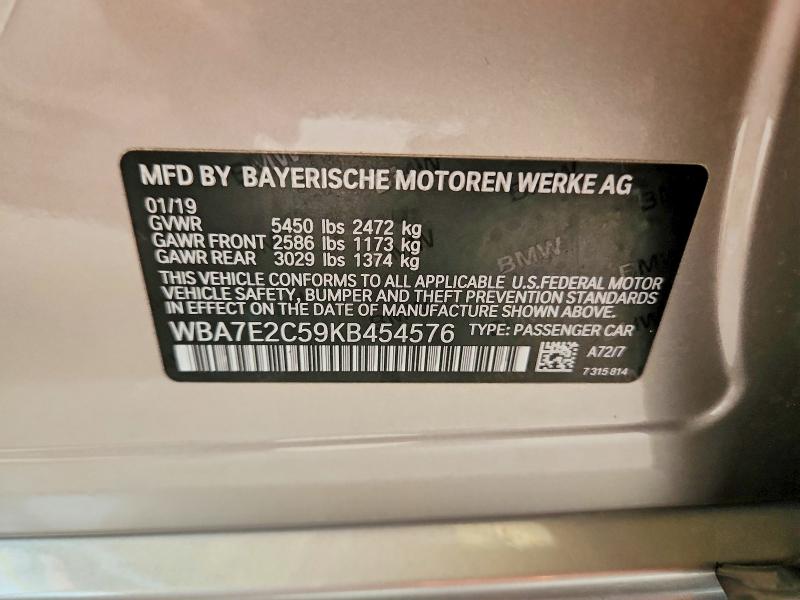 Продажа на аукционе авто 2019 Bmw 740, vin: WBA7E2C59KB454576, номер лота: 51566266