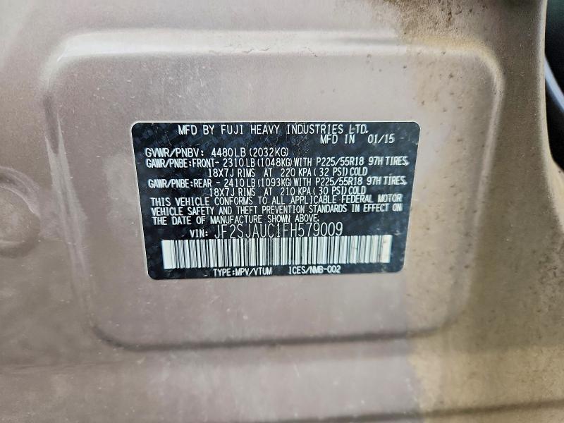 Продажа на аукционе авто 2015 Subaru Forester, vin: JF2SJAUC1FH579009, номер лота: 49709386