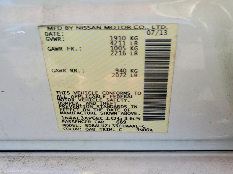 Продажа на аукционе авто 2014 Nissan Altima, vin: 1N4AL3AP6EC106165, номер лота: 49548136
