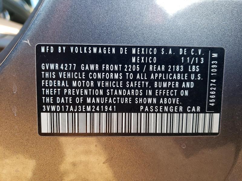 Продажа на аукционе авто 2014 Volkswagen Jetta, vin: 3VWD17AJ3EM241941, номер лота: 50186916
