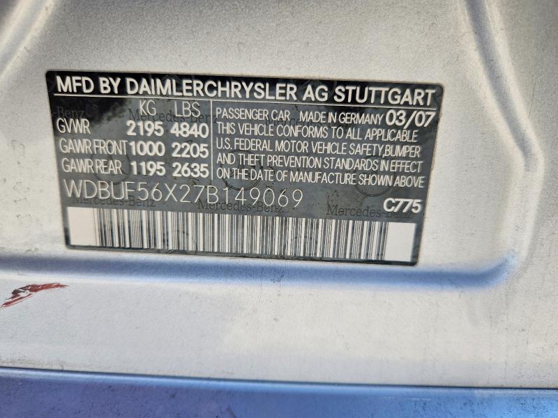 Aukcja sprzedaży 2007 Mercedes-benz E, vin: WDBUF56X27B149069, numer aukcji: 49723466