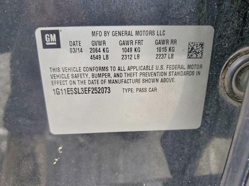 51864836 :رقم المزاد ، 1G11E5SL3EF252073 vin ، 2014 Chevrolet Malibu مزاد بيع