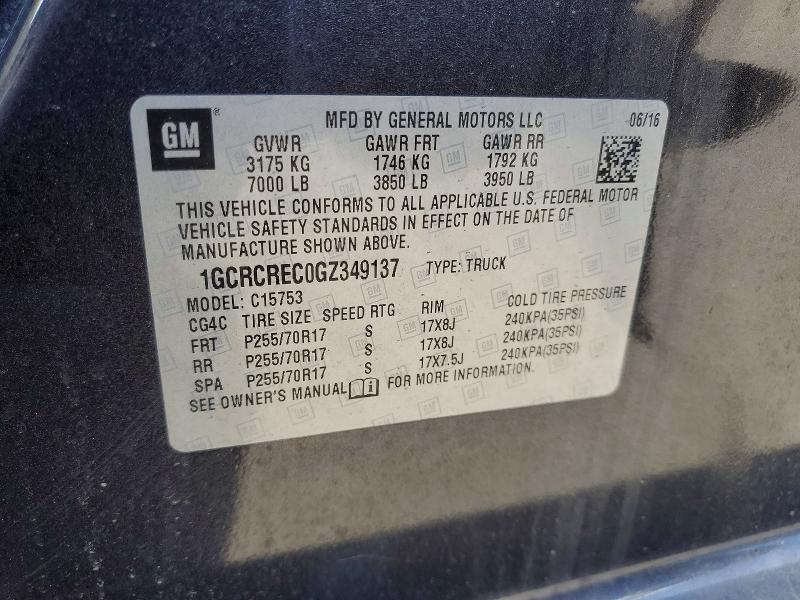 Aukcja sprzedaży 2016 Chevrolet 1500 Silve, vin: 1GCRCREC0GZ349137, numer aukcji: 51269476