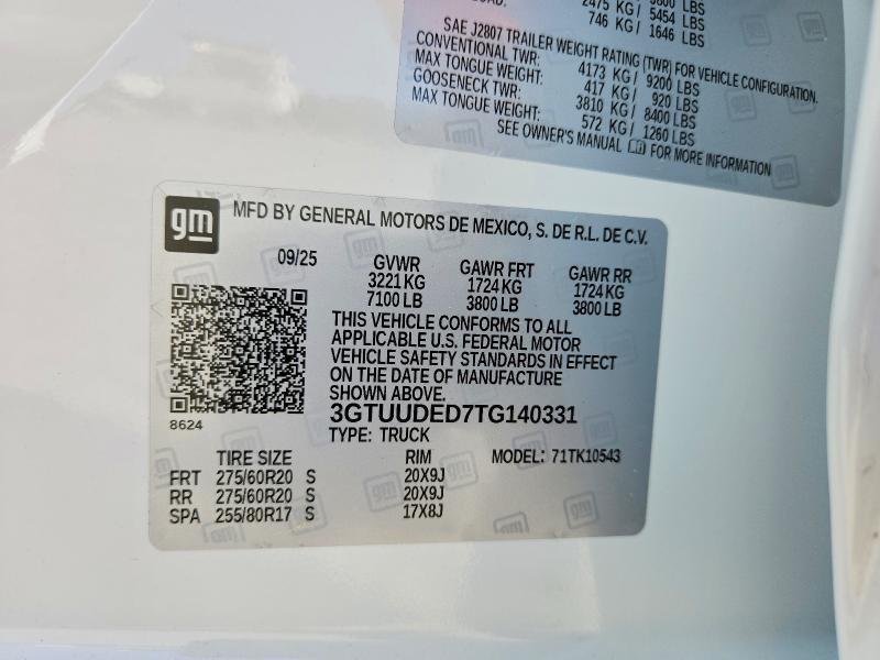 49469296 :رقم المزاد ، 3GTUUDED7TG140331 vin ، 2026 Gmc Sierra مزاد بيع