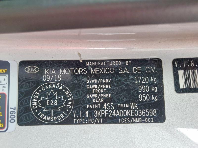 Aukcja sprzedaży 2019 Kia Forte, vin: 3KPF24AD0KE036598, numer aukcji: 51146736