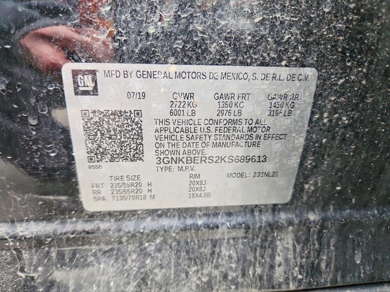 49035336 :رقم المزاد ، 3GNKBERS2KS689613 vin ، 2019 Chevrolet Blazer مزاد بيع