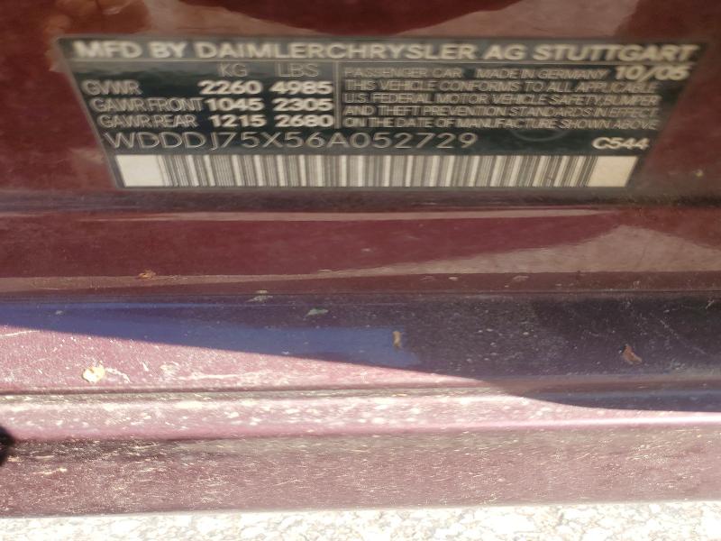 50267096 :رقم المزاد ، WDDDJ75X56A052729 vin ، 2006 Mercedes-benz Cls مزاد بيع