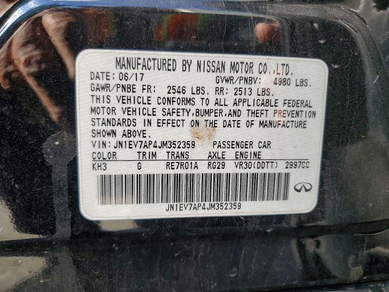 2018 Infiniti Q50 მანქანა იყიდება აუქციონზე, vin: JN1EV7AP4JM352359, აუქციონის ნომერი: 50351876