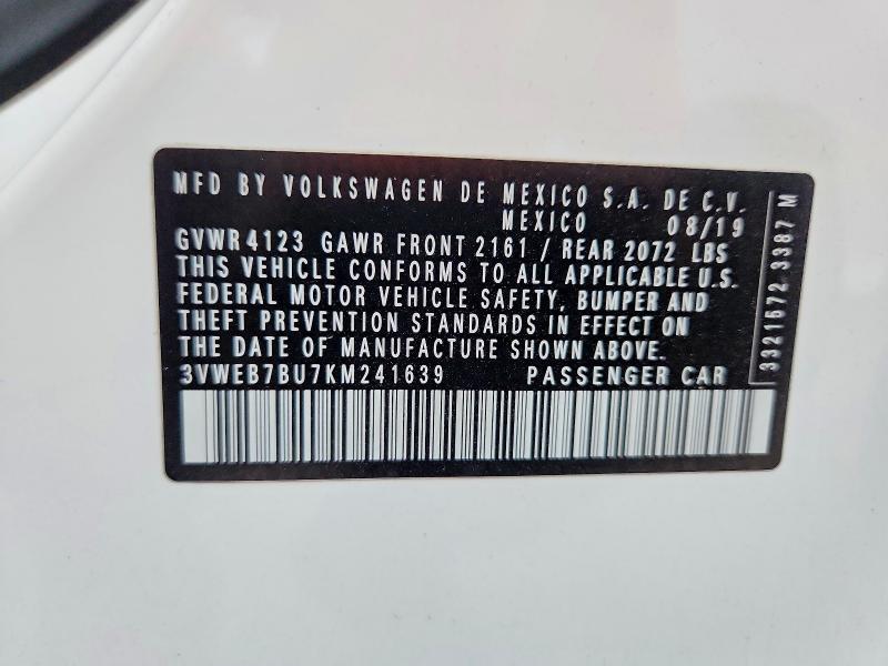 Продажа на аукционе авто 2019 Volkswagen Jetta, vin: 3VWEB7BU7KM241639, номер лота: 48924816