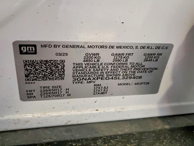 Aukcja sprzedaży 2025 Chevrolet Equinox, vin: 3GNAXPEG4SL329408, numer aukcji: 49680526