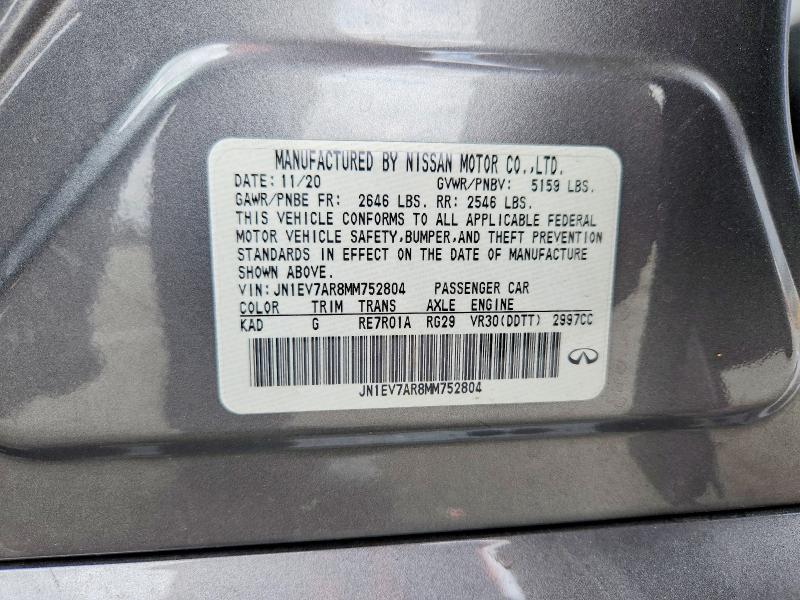 Aukcja sprzedaży 2021 Infiniti Q50, vin: JN1EV7AR8MM752804, numer aukcji: 48691126