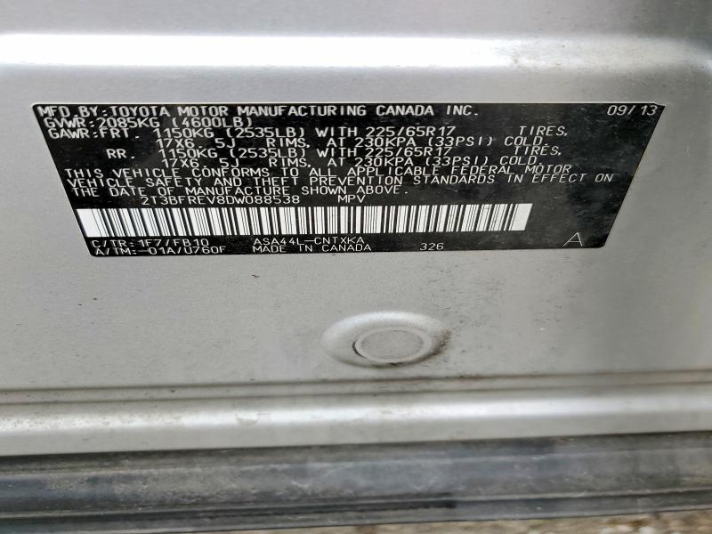 Продаж на аукціоні авто 2013 Toyota Rav4, vin: 2T3BFREV8DW088538, номер лоту: 51091446