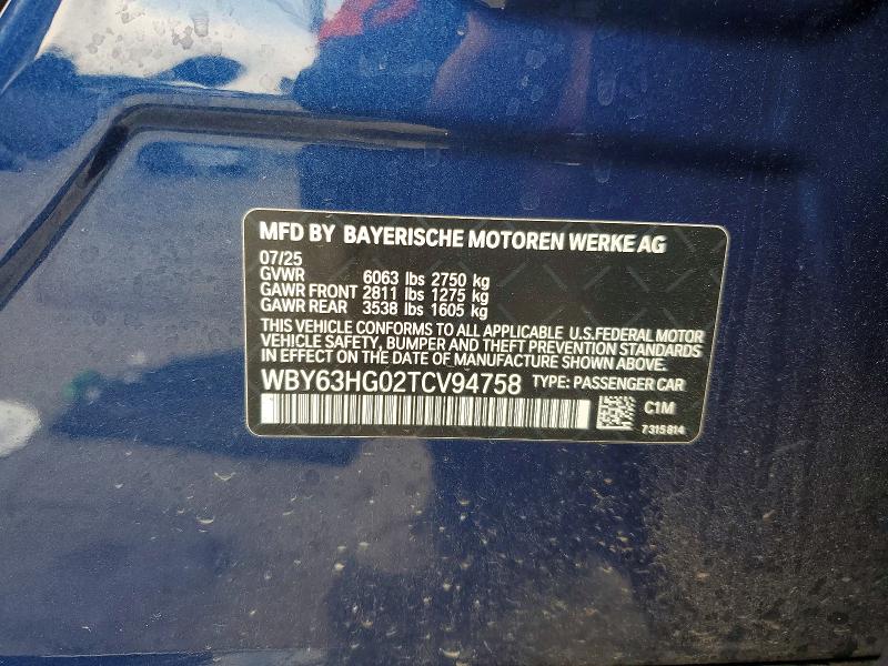 Продаж на аукціоні авто 2026 Bmw I5, vin: WBY63HG02TCV94758, номер лоту: 49122486