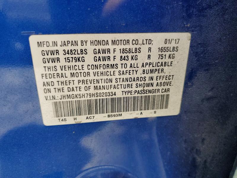 Продажа на аукционе авто 2017 Honda Fit, vin: JHMGK5H79HS020334, номер лота: 50052336