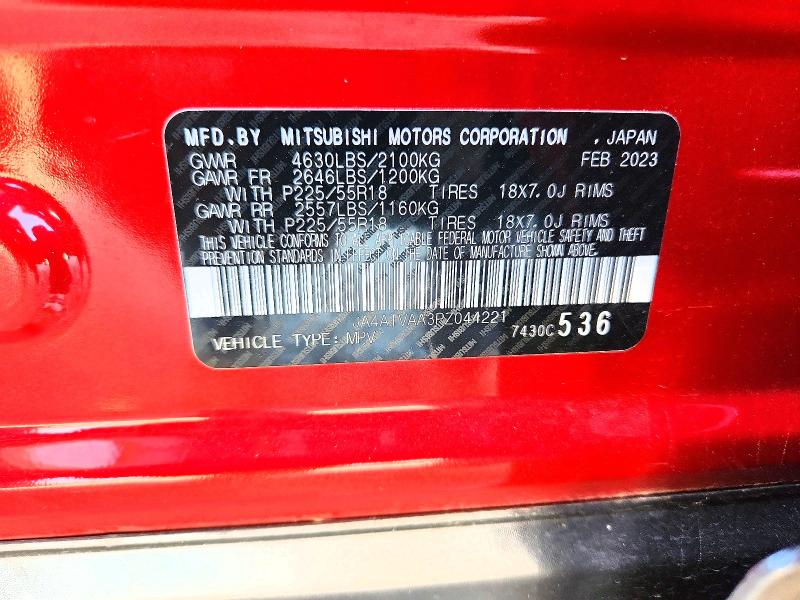 Aukcja sprzedaży 2023 Mitsubishi Eclipse Cross, vin: JA4ATVAA3PZ044221, numer aukcji: 50387496