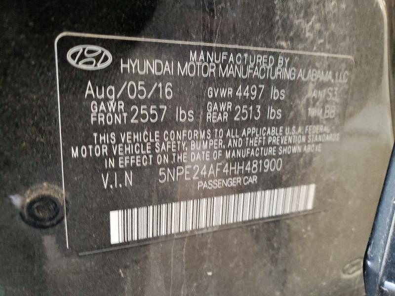 Продаж на аукціоні авто 2017 Hyundai Sonata, vin: 5NPE24AF4HH481900, номер лоту: 48789816