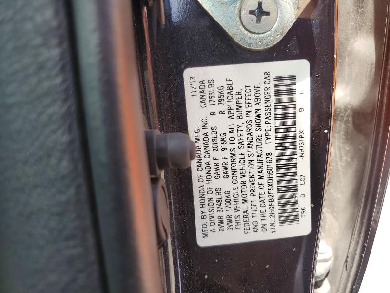 Продажа на аукционе авто 2013 Honda Civic, vin: 2HGFB2F5XDH601678, номер лота: 50350666