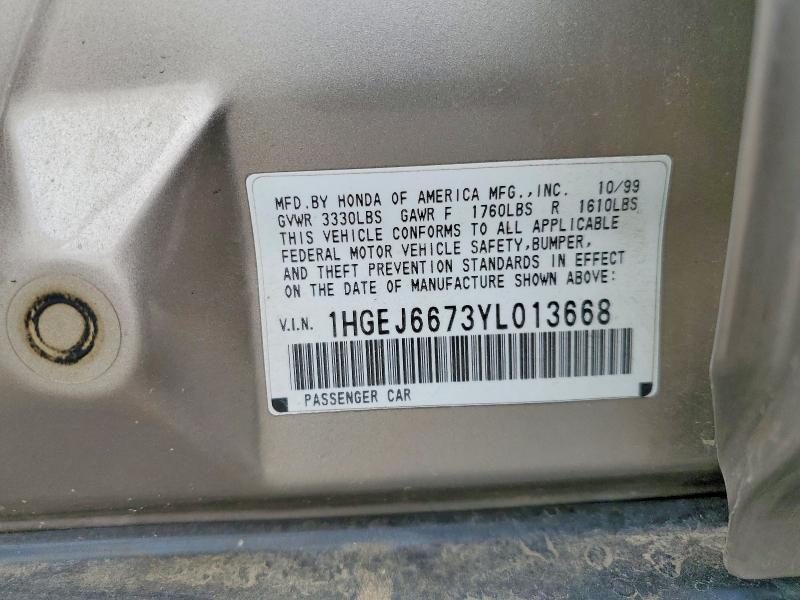 Aukcja sprzedaży 2000 Honda Civic, vin: 1HGEJ6673YL013668, numer aukcji: 51345236