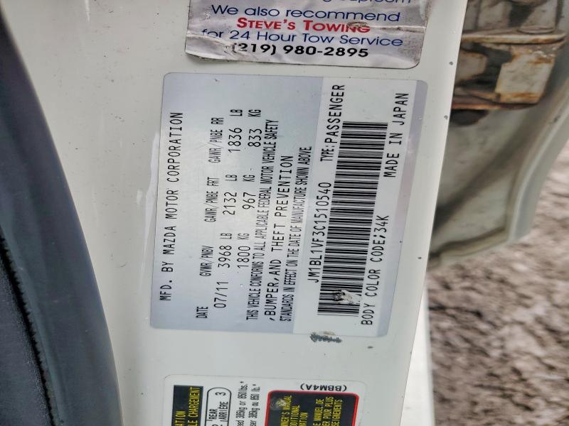 Aukcja sprzedaży 2012 Mazda 3, vin: JM1BL1VF3C1510540, numer aukcji: 51020836