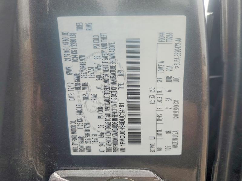 47939416 :رقم المزاد ، 1FMCU0H94DUC14181 vin ، 2013 Ford Escape مزاد بيع