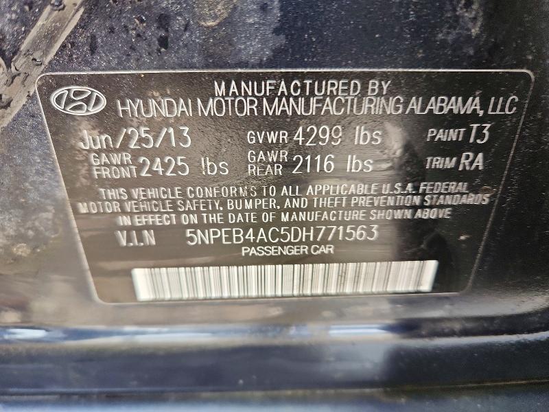 Aukcja sprzedaży 2013 Hyundai Sonata, vin: 5NPEB4AC5DH771563, numer aukcji: 49638806
