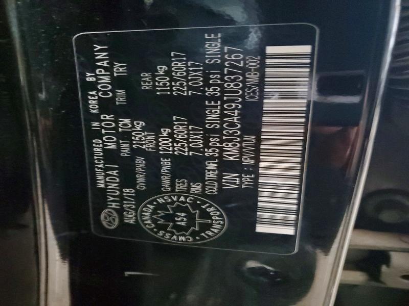 48410536 :رقم المزاد ، KM8J3CA49JU837267 vin ، 2018 Hyundai Tucson مزاد بيع