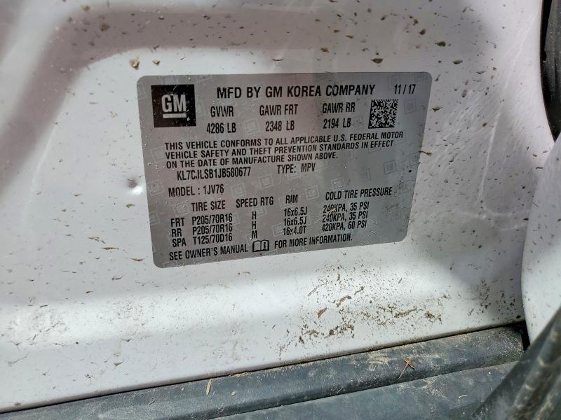 49718106 :رقم المزاد ، KL7CJLSB1JB580677 vin ، 2018 Chevrolet Trax مزاد بيع