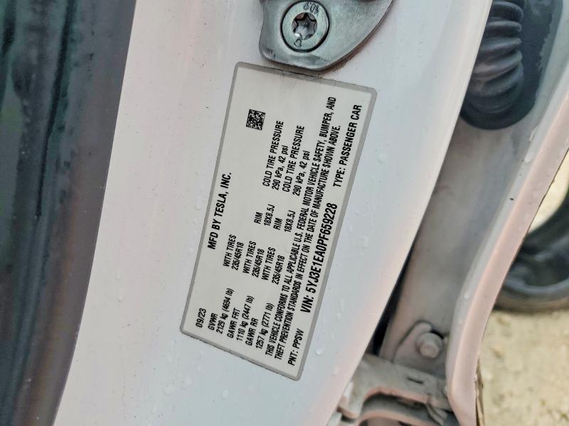 2023 Tesla Model 3 მანქანა იყიდება აუქციონზე, vin: 5YJ3E1EA0PF659228, აუქციონის ნომერი: 50752046