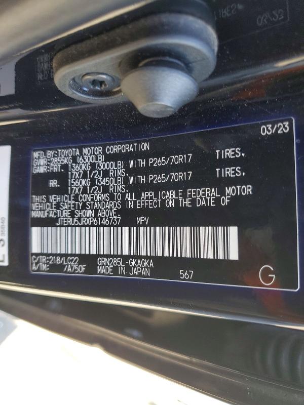 2023 Toyota 4runner მანქანა იყიდება აუქციონზე, vin: JTERU5JRXP6146737, აუქციონის ნომერი: 51119116