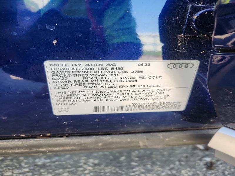 2024 Audi Q5 მანქანა იყიდება აუქციონზე, vin: WA1EAAFY0R2002624, აუქციონის ნომერი: 50813836