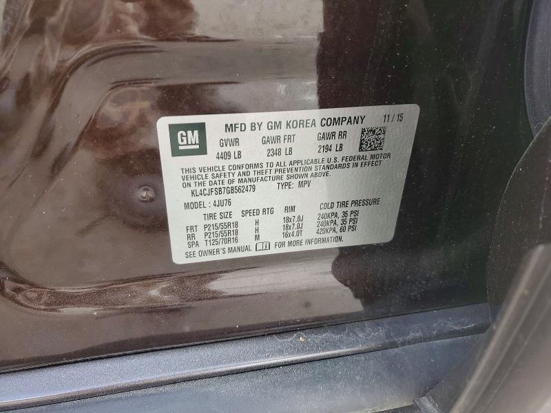 Продаж на аукціоні авто 2016 Buick Encore, vin: KL4CJFSB7GB562479, номер лоту: 49867206