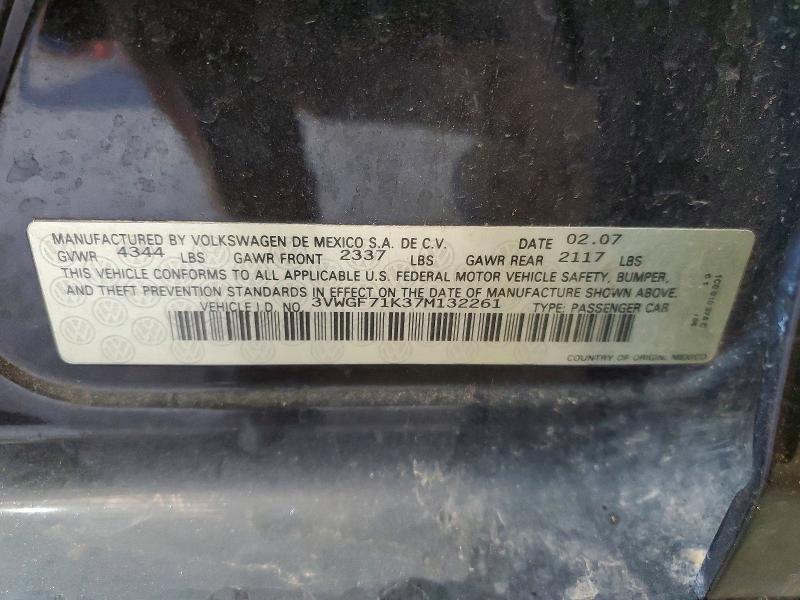 Aukcja sprzedaży 2007 Volkswagen Jetta, vin: 3VWGF71K37M132261, numer aukcji: 50173446