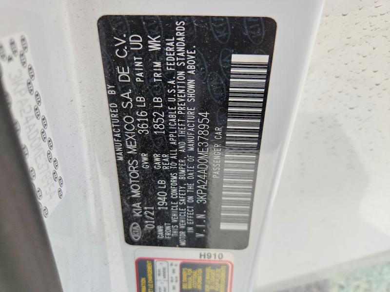 Aukcja sprzedaży 2021 Kia Rio, vin: 3KPA24AD0ME378954, numer aukcji: 50419296
