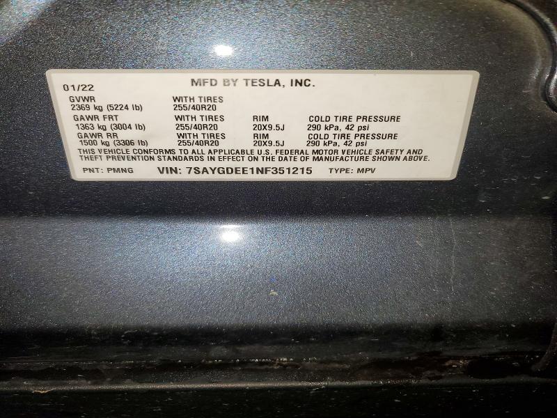 Aukcja sprzedaży 2022 Tesla Model Y Awd, vin: 7SAYGDEE1NF351215, numer aukcji: 48923226