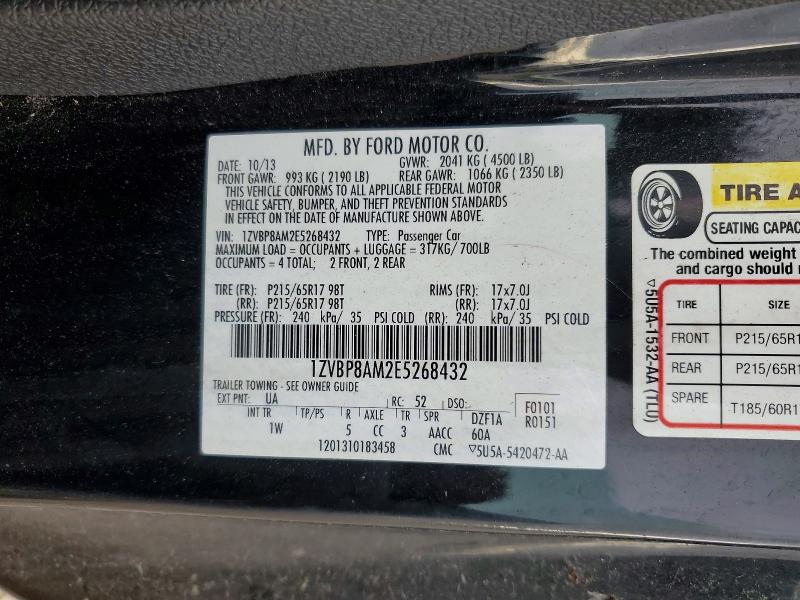 2014 Ford Mustang მანქანა იყიდება აუქციონზე, vin: 1ZVBP8AM2E5268432, აუქციონის ნომერი: 50726846
