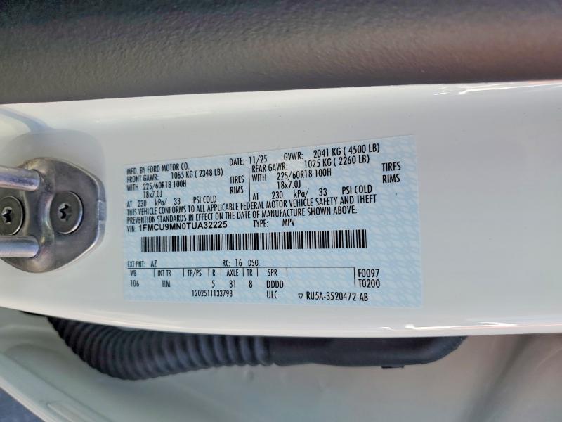 51479376 :رقم المزاد ، 1FMCU9MN0TUA32225 vin ، 2026 Ford Escape مزاد بيع