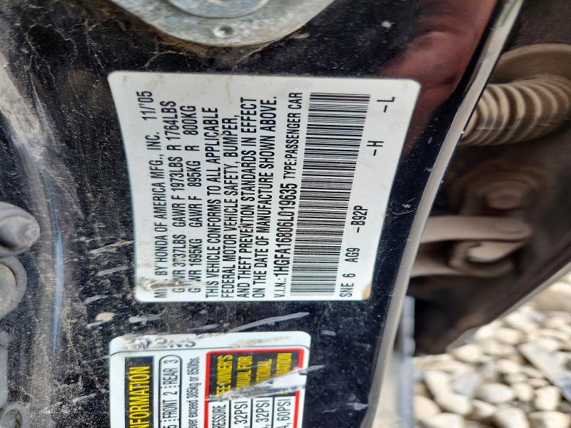 Aukcja sprzedaży 2006 Honda Civic, vin: 1HGFA16806L019635, numer aukcji: 51547006
