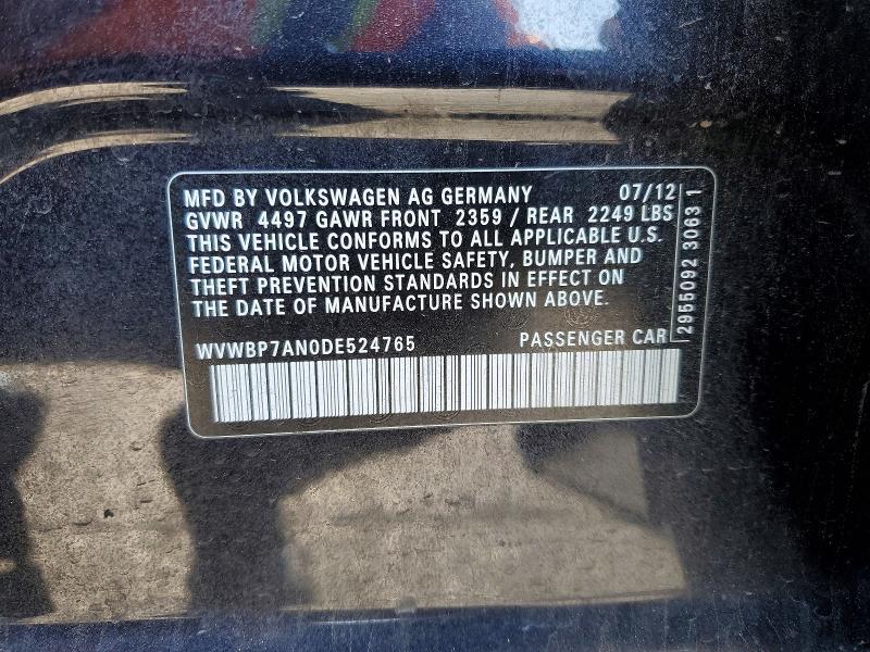 Aukcja sprzedaży 2013 Volkswagen Cc, vin: WVWBP7AN0DE524765, numer aukcji: 50631246