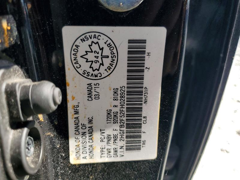 Продаж на аукціоні авто 2015 Honda Civic, vin: 2HGFB2F52FH028925, номер лоту: 51398546