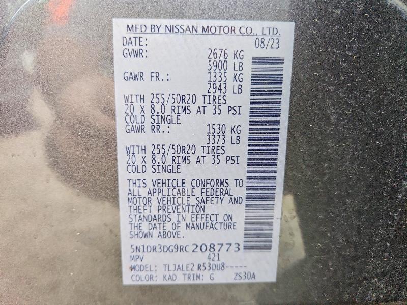 Aukcja sprzedaży 2024 Nissan Pathfinder, vin: 5N1DR3DG9RC208773, numer aukcji: 51190126