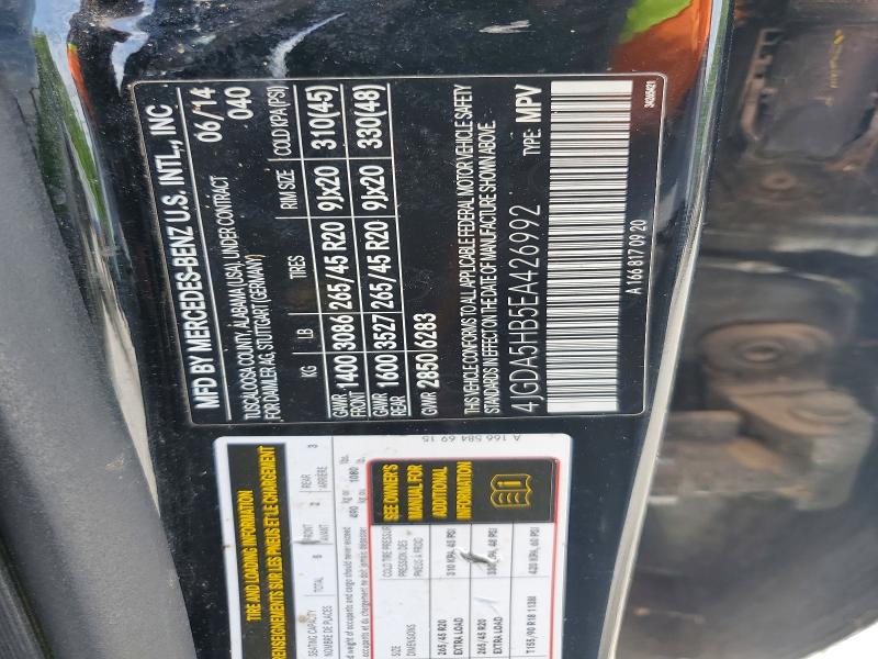 Aukcja sprzedaży 2014 Mercedes-benz Ml, vin: 4JGDA5HB5EA426992, numer aukcji: 51722116