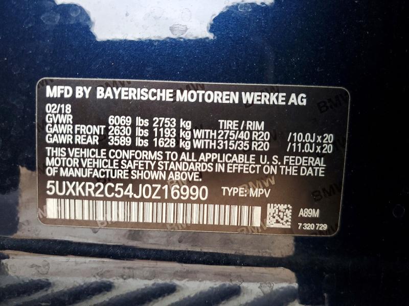 Продаж на аукціоні авто 2018 Bmw X5, vin: 5UXKR2C54J0Z16990, номер лоту: 49557266