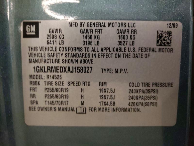 Aukcja sprzedaży 2010 Gmc Acadia, vin: 1GKLRMEDXAJ158027, numer aukcji: 50073286