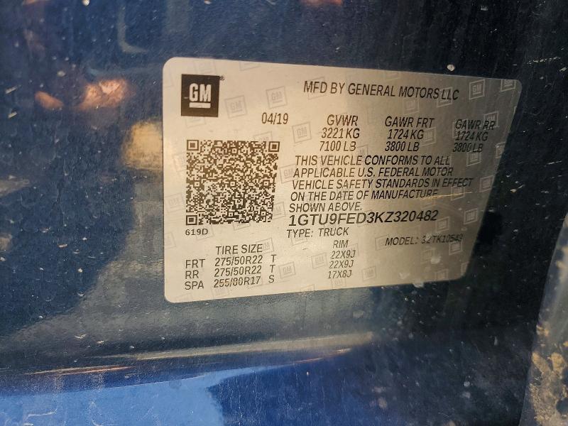 Продажа на аукционе авто 2019 Gmc Sierra, vin: 1GTU9FED3KZ320482, номер лота: 50402526