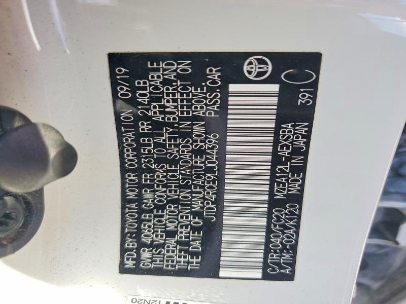2020 Toyota Corolla მანქანა იყიდება აუქციონზე, vin: JTDP4RCE9LJ044396, აუქციონის ნომერი: 51239476