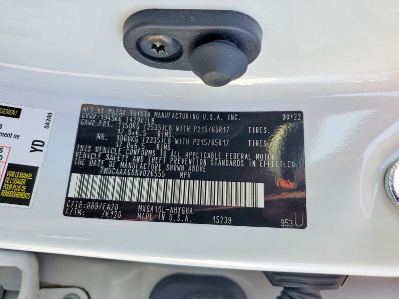 Aukcja sprzedaży 2022 Toyota Corolla Cross, vin: 7MUCAAAG0NV026555, numer aukcji: 49106106