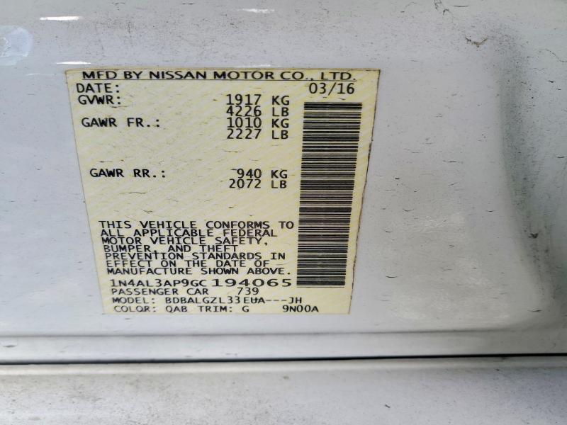 Продаж на аукціоні авто 2016 Nissan Altima, vin: 1N4AL3AP9GC194065, номер лоту: 49972306