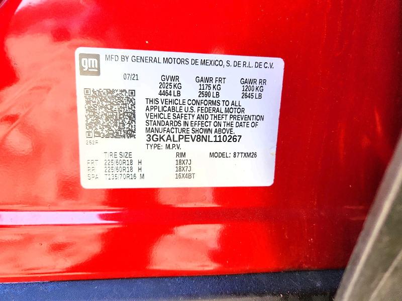 47879146 :رقم المزاد ، 3GKALPEV8NL110267 vin ، 2022 Gmc Terrain مزاد بيع